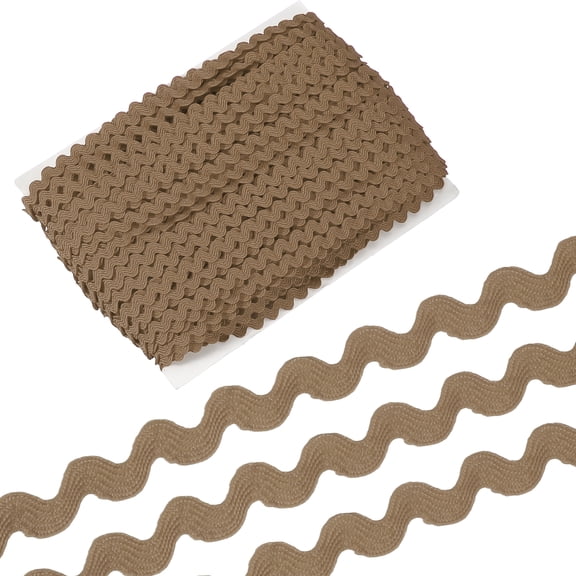 Uxcell 44 Yard Rick Rack Trim Ribbon, 3mm Wave Sewing Bending Fringe Trim Wave Ribbon Trim for Sewing DIY Clothes Wrapping Wedding Party Decoration, Brown