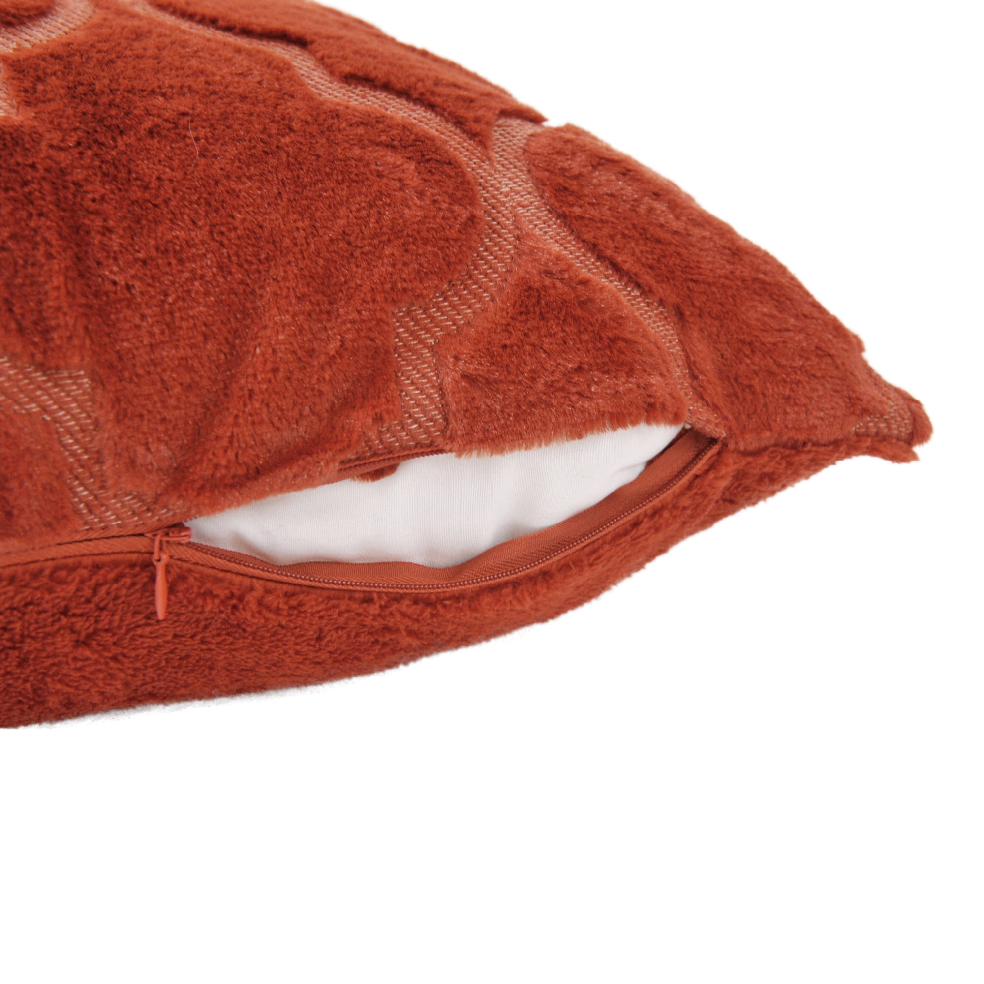 Home Soft Things Ogee Tatami Faux Fur & Pillow Cover Set - Burnt Orange - 50" x 60"/18" x 18"