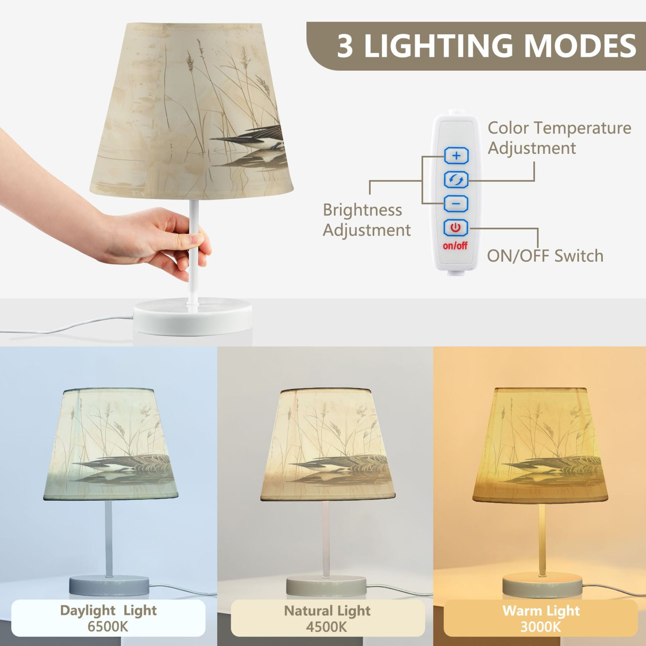 LED Desk Lamp Elegant Goose with Goslings Swimming Table Nightstand Lamps with 3 Color Temperatures for Home Bedroom Living Room Decor 6x11