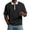QJ146_Black, variant on Mens Quarter Zip Polo Shirts Collared Short Sleeve Waffle Pullover Patchwork Loose Fit Tops Wine S