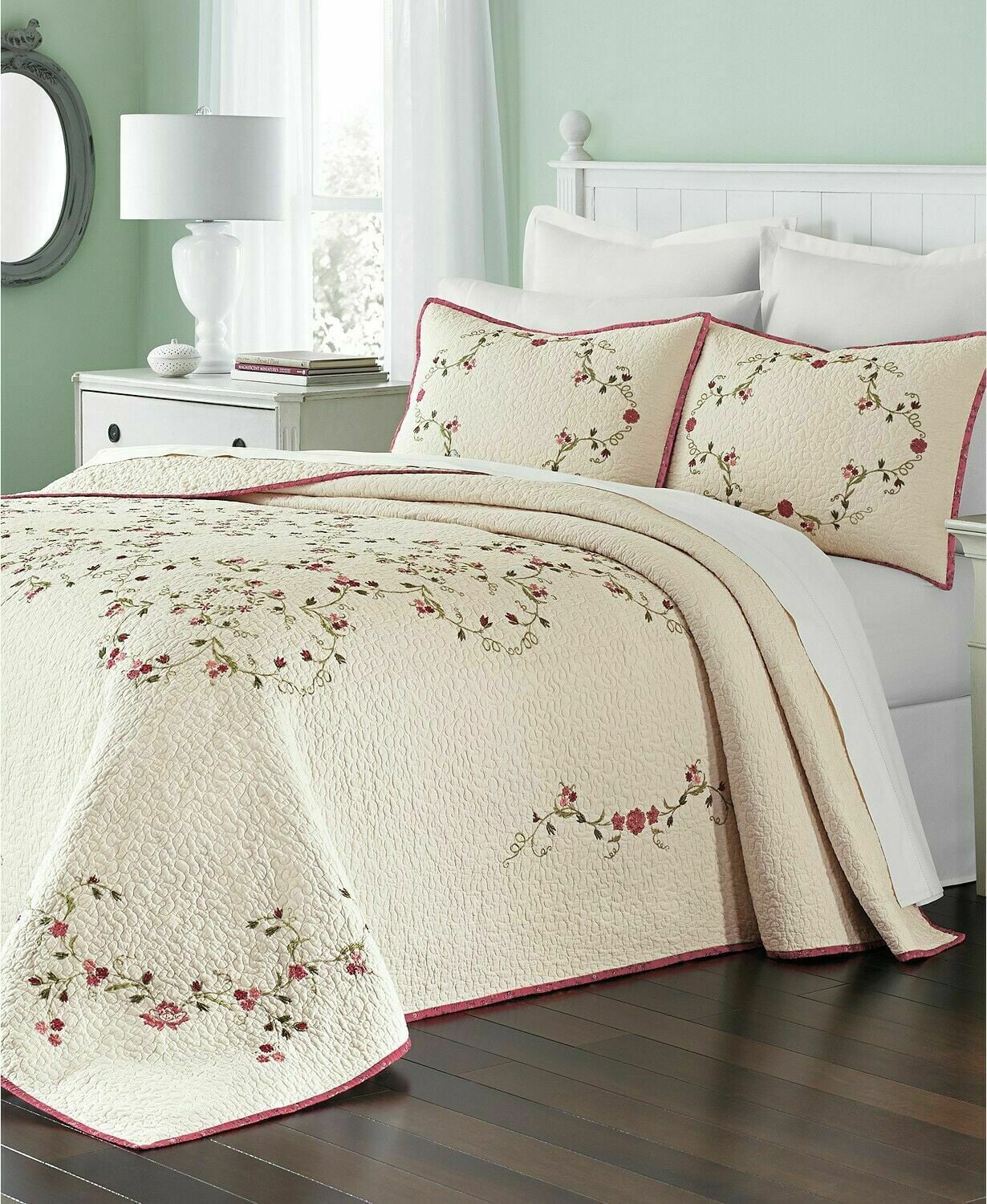 Martha Stewart Collection Westminster Vine Cotton Floral Bedspread KING