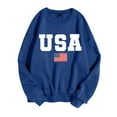 thumbnail image 4 of Wang6 Womens USA Letter Printed Graphic Sweatshirts Causal Loose Fit Long Sleeve No Hood Pullovers Crew Neck Tops T Shirts Blue L, 4 of 6