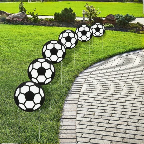 Fun Express 8 1/4" Soccer Ball-Shaped Corrugated Plastic Yard Signs - 6 Pieces