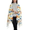 thumbnail image 3 of Cauagu Flower Print Women Wrap Shawl tassels Scarves Retro Scarf 77.6"X28.3", 3 of 8