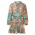 thumbnail image 4 of Vestido con cordones estampado de manga larga con cuello en V casual de moda para mujer Fridja  yut4174, 4 of 8