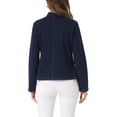 thumbnail image 3 of Blazer de mezclilla INSPIRE CHIC para mujer, chaqueta de jeans con frente abierto y cuello de pie, color azul oscuro M, 3 of 6