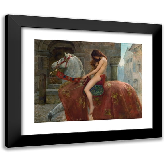 John Collier 14x12 Black Modern Framed Museum Art Print Titled - Lady Godiva (1898)