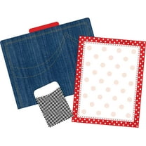 Barker Creek On-Trend Organizer Set, Denim, Coordinated Set includes 12 Designer File Folders, 50 Sheets of Decorative Computer Paper, and 30 Peel & Stick Library Pockets (4103)