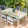 thumbnail image 2 of Happy Easter Bunny Table Cloths for 3 Foot Rectangle Tables, Spring Floral Burlap Sage Green Plaid Patio Waterproof Elastic Fitted Tablecloths, Washable Rectangular Table Cover for Camping, 2 of 8