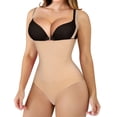 thumbnail image 1 of Thong Bodysuit for Women Waist Trainer, Tummy Control Hi-Waist Butt Lifter Panties Shapewear with Removable Straps, Nude, Medium, 1 of 10