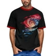 thumbnail image 2 of Men's Patriotic Print V-Neck T-Shirt, Short Sleeve Top with Chest Pocket for Workwear and Weekend Style ,Wine M, 2 of 5