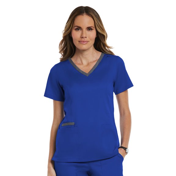 Maevn MATRIX Women's Contrast Double V-Neck Scrub Top [XXS - 3XL, FREE SHIPPING]