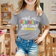 thumbnail image 2 of LEKDFST Toddler Baby Girls Back to School Outfit Kindergarten Pre K First Grade Short Sleeve T-Shirt First Day of School Tops Grey 160, 2 of 4