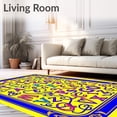 thumbnail image 2 of ODIKA 3'x5' Machine Washable Non-Slip Area Rug, Whirlwind Letter Parade with Floating Numbers and Artistic Borders High Traffic Rug, Yellow, 694280, 2 of 7