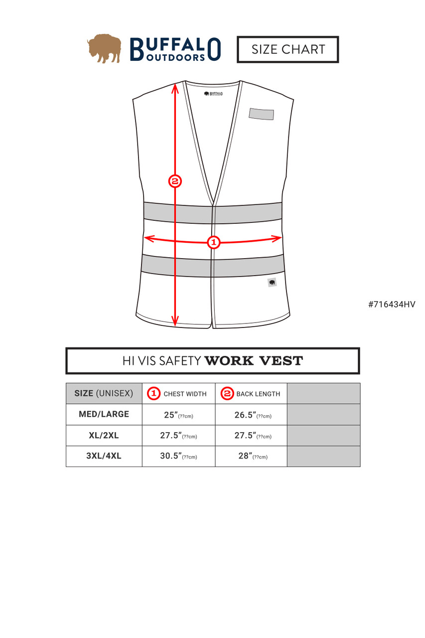 Buffalo Outdoors Men's Hi-Vis 2-in-1 Reversible Safety Vest – Orange/Yellow