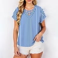 thumbnail image 2 of Otvok Summer Tops for Women Trendy Vertical Striped V Neck T-Shirts Short Sleeve Soft Casual Tee Shirts Vacation Outfits, 2 of 6
