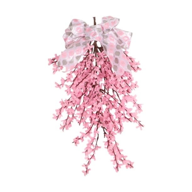 Corona de flores artificiales en forma de lágrima, adorno de primavera y verano, regalo para decoración colgante Rosa