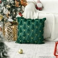 thumbnail image 4 of putnchl Christmas Tree Star Green Throw Pillow Cover Set of 2, 18 x 18 Inch Soft Plush Faux Fur Jacquard Festivals Winter Cushion Case Decoration for Sofa Couch（Dark Green）, 4 of 7