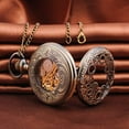 thumbnail image 4 of Reloj de bolsillo con escala de números romanos para hombre con cadena de collar, 4 of 5