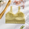 thumbnail image 3 of Bralettes for Women Plus Size Fashion Bra Solid Vest Camisole Breathable Push Up Tops Underwear V-Neck Pullover Bra Feature Hook and Eye Closure Molded Bra Style Y-96 , Yellow, 3 of 6