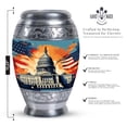 thumbnail image 2 of United States Capitol With Flag Cremation Urns For Ashes, Cremation Urns For Men, Funeral Urns For Adult Human Ashes, Urns For Women, Metal Urns, Urn For Female Ashes, Memorial Urn For Ashes 10 Inch, 2 of 5