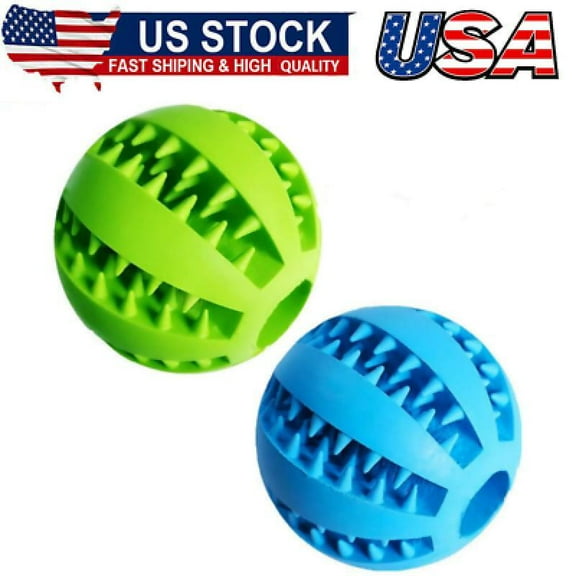 2Pack Dog Treat Toy Ball,Dog Tooth Cleaning Toy,Interactive Dog Toys(Green Blue)