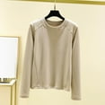 thumbnail image 2 of MGDXOX Women's Thermal Underwear Tops Basic Crewneck Long Sleeve Warm Winter Fleece Base Layer Shirts Loungewear Pajamas Beige XL, 2 of 8