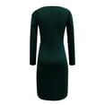 thumbnail image 5 of Sngxgn Women's Dress Deep V-Neck Long Sleeve Waist Tie Ruffle Mini Swing Skater Dresses(Green,L), 5 of 5