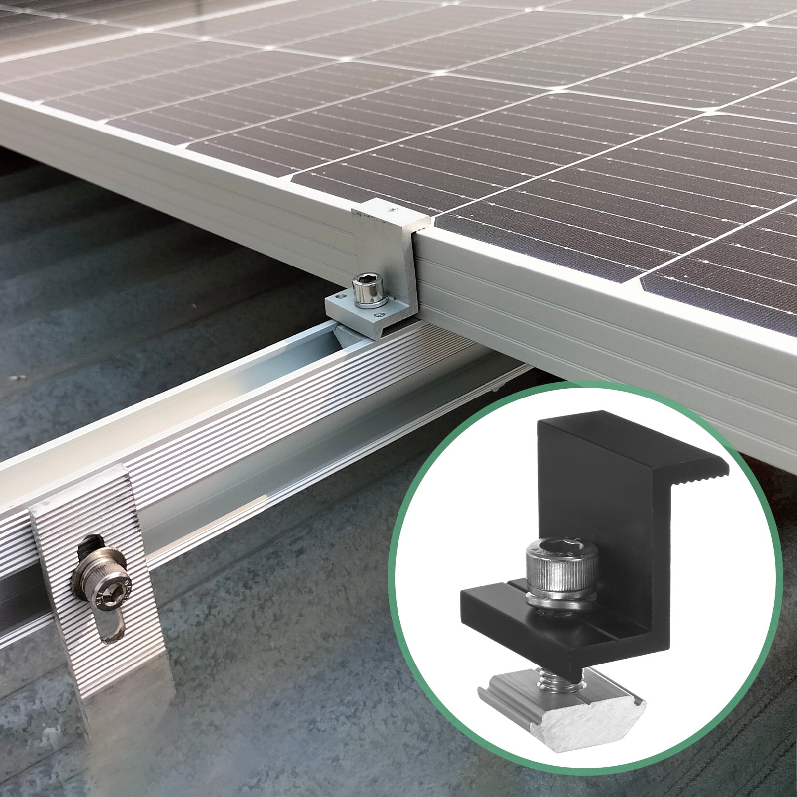 Uxcell 8-Pack Solar Panel Mounting 30mm Z Clip Lightweight Corrosion-free Aluminum Anodized Solar End Clamp Black