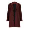 thumbnail image 3 of Dasayo Red Coats for Women Trench Long Wool Overcoat Coat Lapel Collar Long Sleeve Button Down Jackets Women Jacket L, 3 of 5