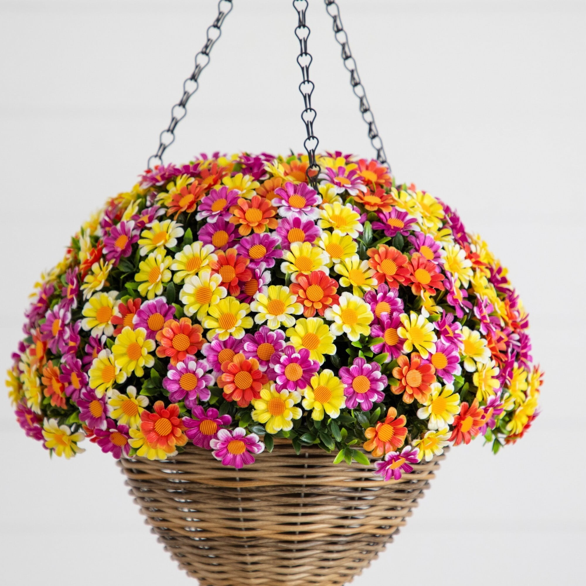 22in. UV Resistant Artificial Mixed Daisy Hanging Basket (Indoor/Outdoor)