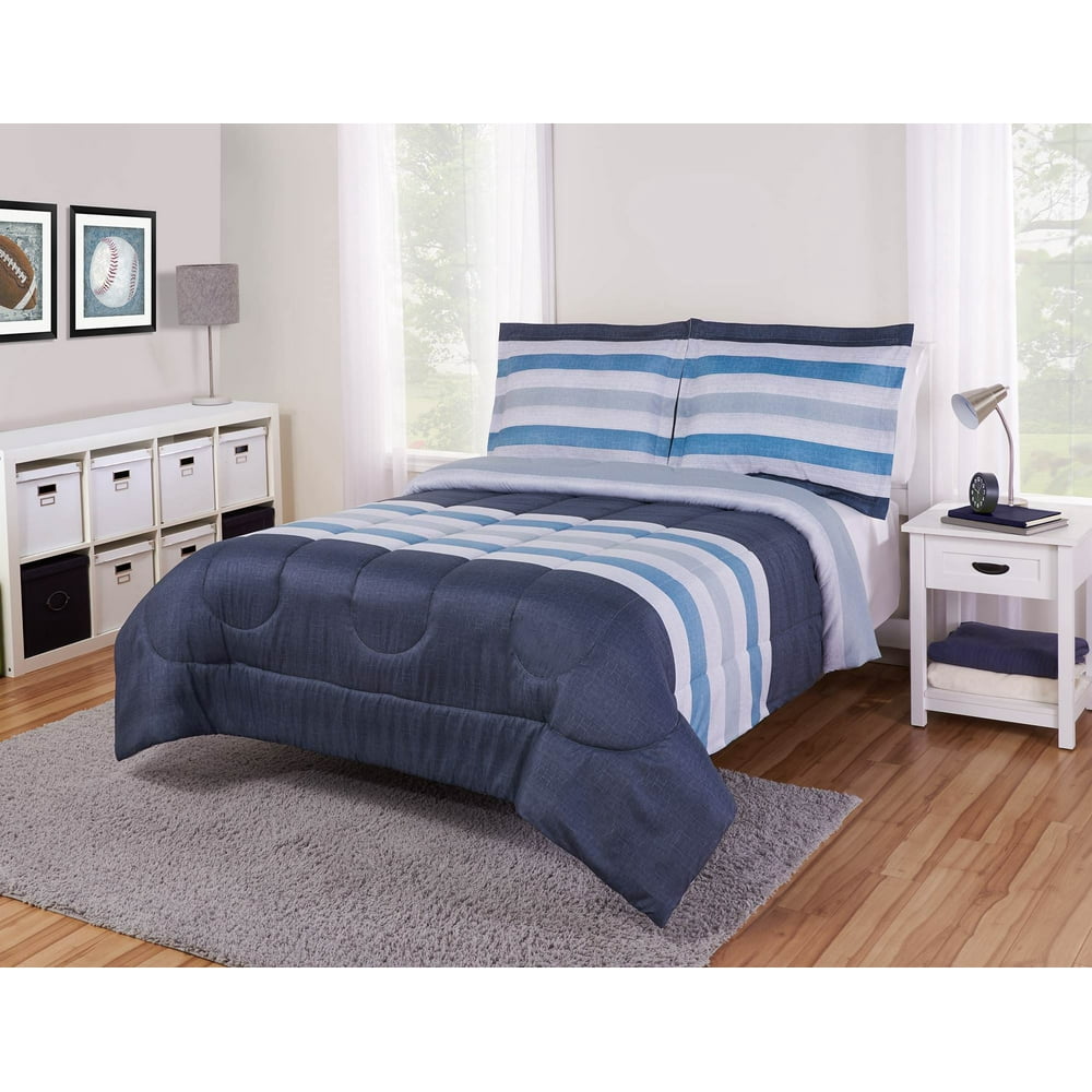 Your Zone Bold Stripe Reversible Comforter Set