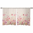 thumbnail image 7 of Sheer Curtains 54 inches Long, Watercolor Red Pink Floral Linen Texture Light Filtering Sheer Window Curtains Rod Pocket Voile Drapes for Bedroom Living Room, 52"W x 54"L 2 Panels, 7 of 7