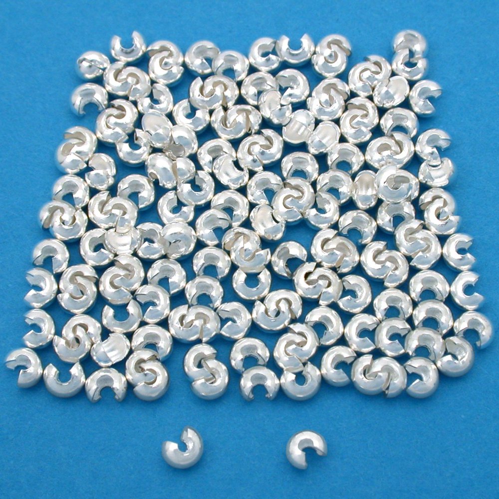 Real Silver Plated Crimp Bead Covers 3mm (144)