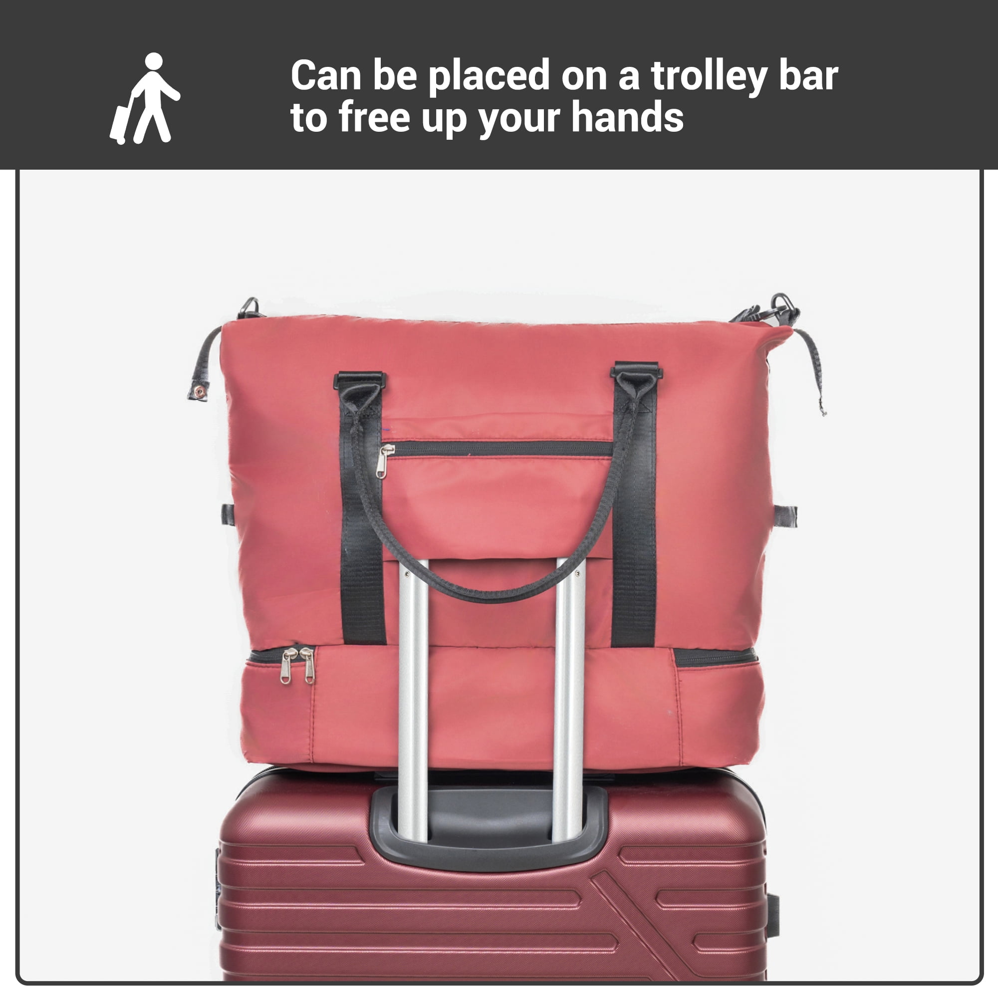 Travelhouse 5-Piece Hardside Luggage Set Spinner Lightweight Suitcase with TSA Lock & Duffel Bag,Wine Red