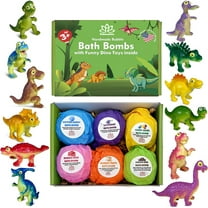 Bath Bombs for Kids with Surprise Inside Funny Dinosaurs Dino Toys Handmade in USA Natural and Safe by Relaxcation 6 Set