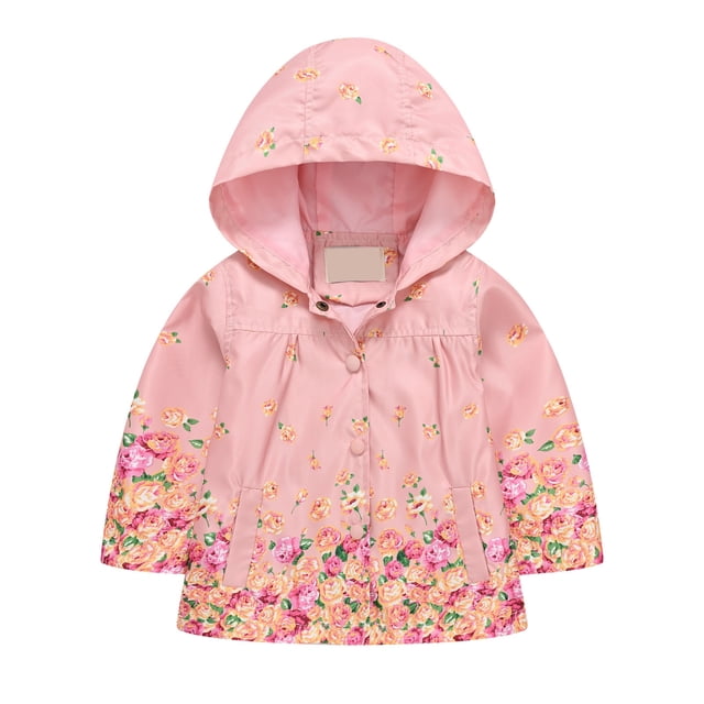 Gibobby Chamarra niñoChaqueta a de viento con estampado de manga larga para niños pequeños, bebés, niños y niñas, abrigos ligeros con capucha para niños,(Rosa, 4-5 Años)
