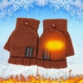 thumbnail image 2 of Gants d'Hiver Tricotés Convertibles pour Hommes Mitaines Sans Doigts à Dessus Rabattable Chaudes pour Sports par Temps Froid, 2 of 4