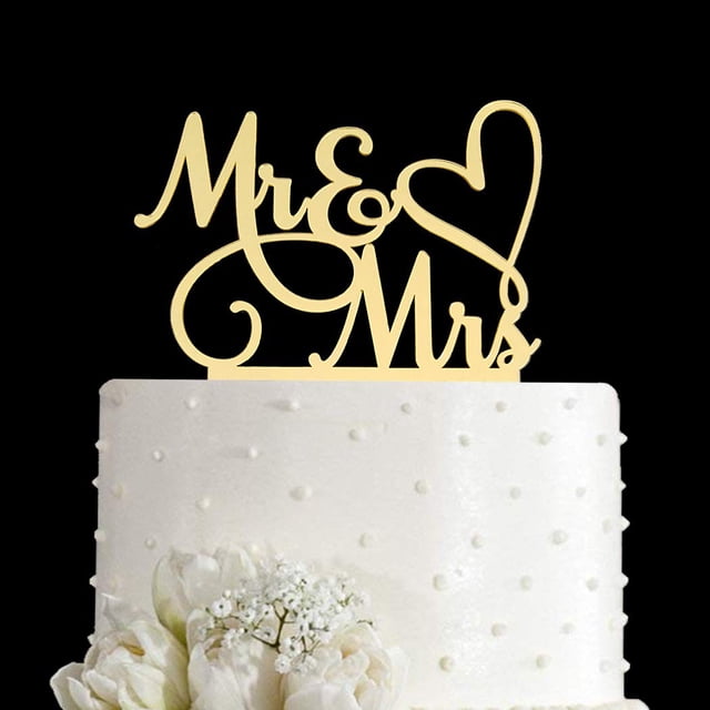 Topper para pastel AMINJIE Mr and Mrs acrílico espejo dorado