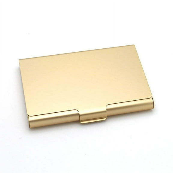 Business Card Holder, 2 Pack Aluminum Metal Card Case Professional Pocket Card Holder for Name Card Credit Card, Gold