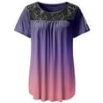 thumbnail image 6 of Summmer Inleife Women's Round Neck Short Sleeve Gradient Printing Blouses Casual Summer Tops Tee, 6 of 7