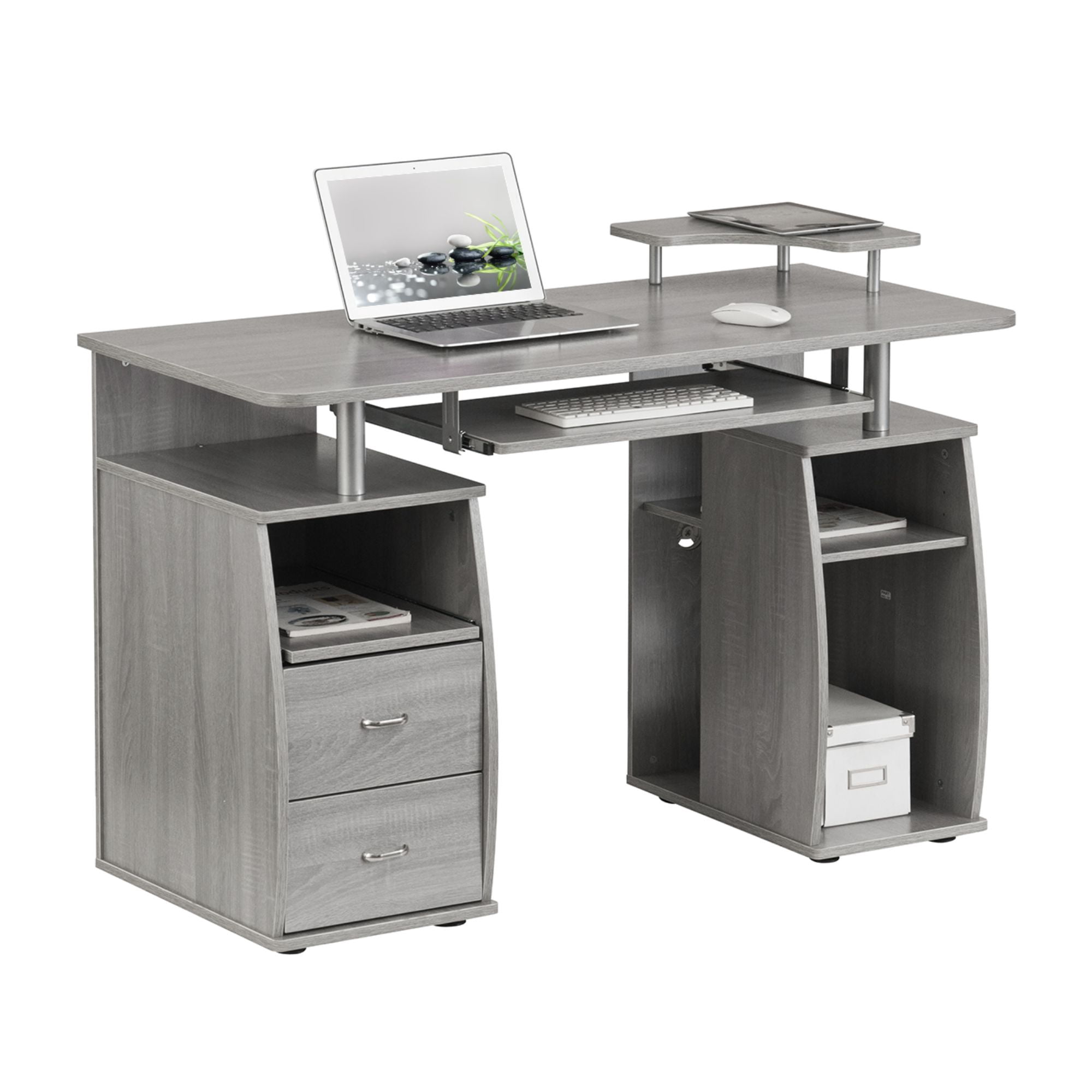 Techni Office Solutions 47.25" Gray Unique Techni Mobili Complete Workstation Computer Desk with