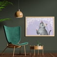 thumbnail image 2 of Cat Wall Art with Frame, Digitally Generated Cherry Blossoms and a Paw Raised Kitten Animal, Printed Fabric Poster for Bathroom Living Room, 35" x 23", Pastel Purple Multicolor, by Ambesonne, 2 of 2