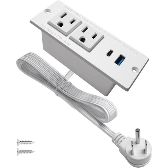 Tira de alimentación empotrada USB C de 4 hojas, estación de energía de computadora de carga rápida,