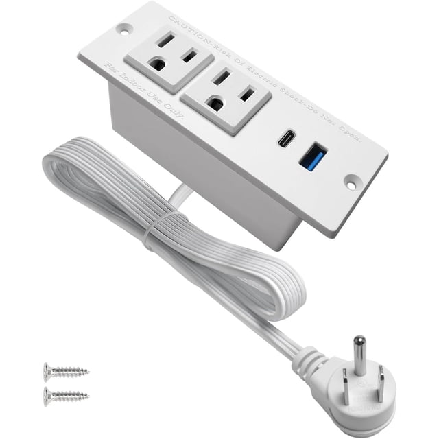 Tira de alimentación empotrada USB C de 4 hojas, estación de energía de computadora de carga rápida,
