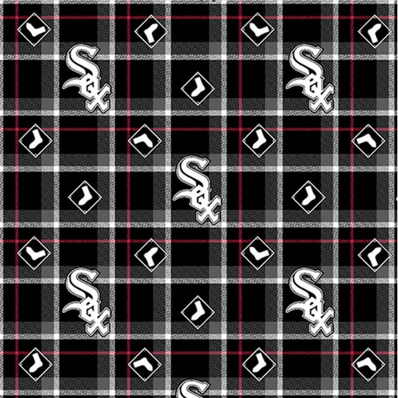 44 x 36 FLANNEL Chicago White Sox Fabric Traditions MLB Black White 100% Cotton