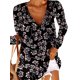 thumbnail image 1 of sweethay Camiseta de mujer Camisa estampada de manga larga Blusa informal con cuello en V de otoño Prendas para la parte del cuerpo Rosado S, 1 of 4
