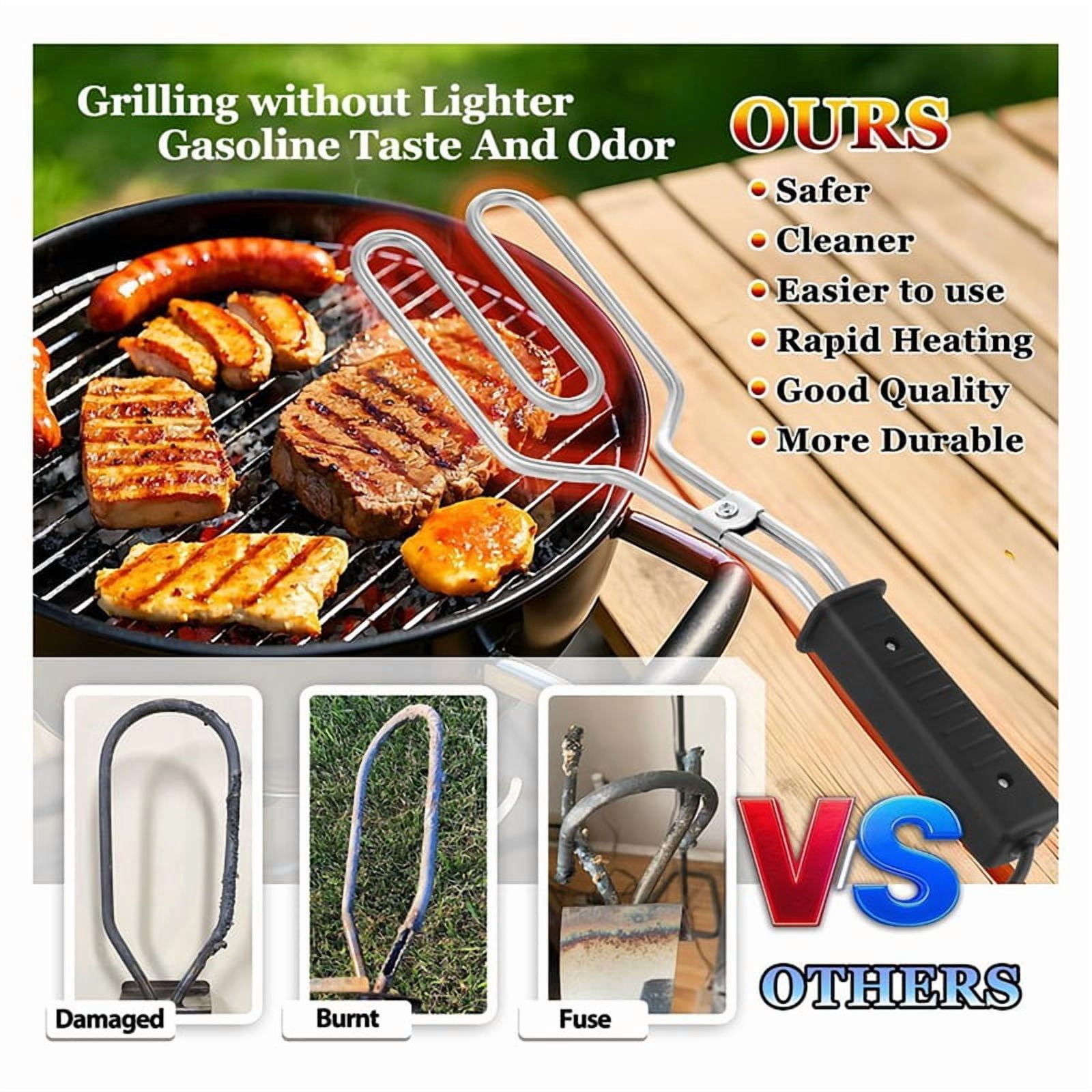 Electric CharcoalStarter - Fire Lighter, Stainless Steel 304 Heat Element Coils with 25 Inch Power Cord US Plug