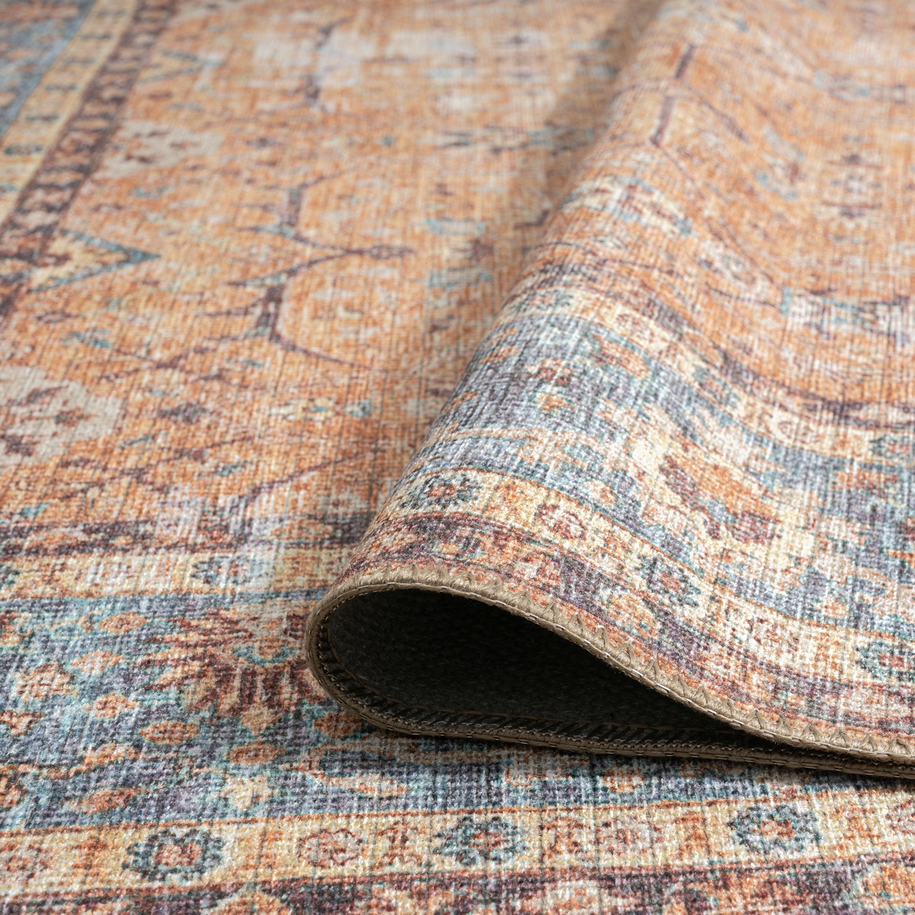 Traditional 8x10 Area Rug (7'11'' x 10'3'') Oriental Rust, Beige Living Room Easy to Clean Machine Washable