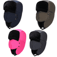 thumbnail image 5 of Neutral shearling sheepskin leather pilot winter fur hat, 5 of 5